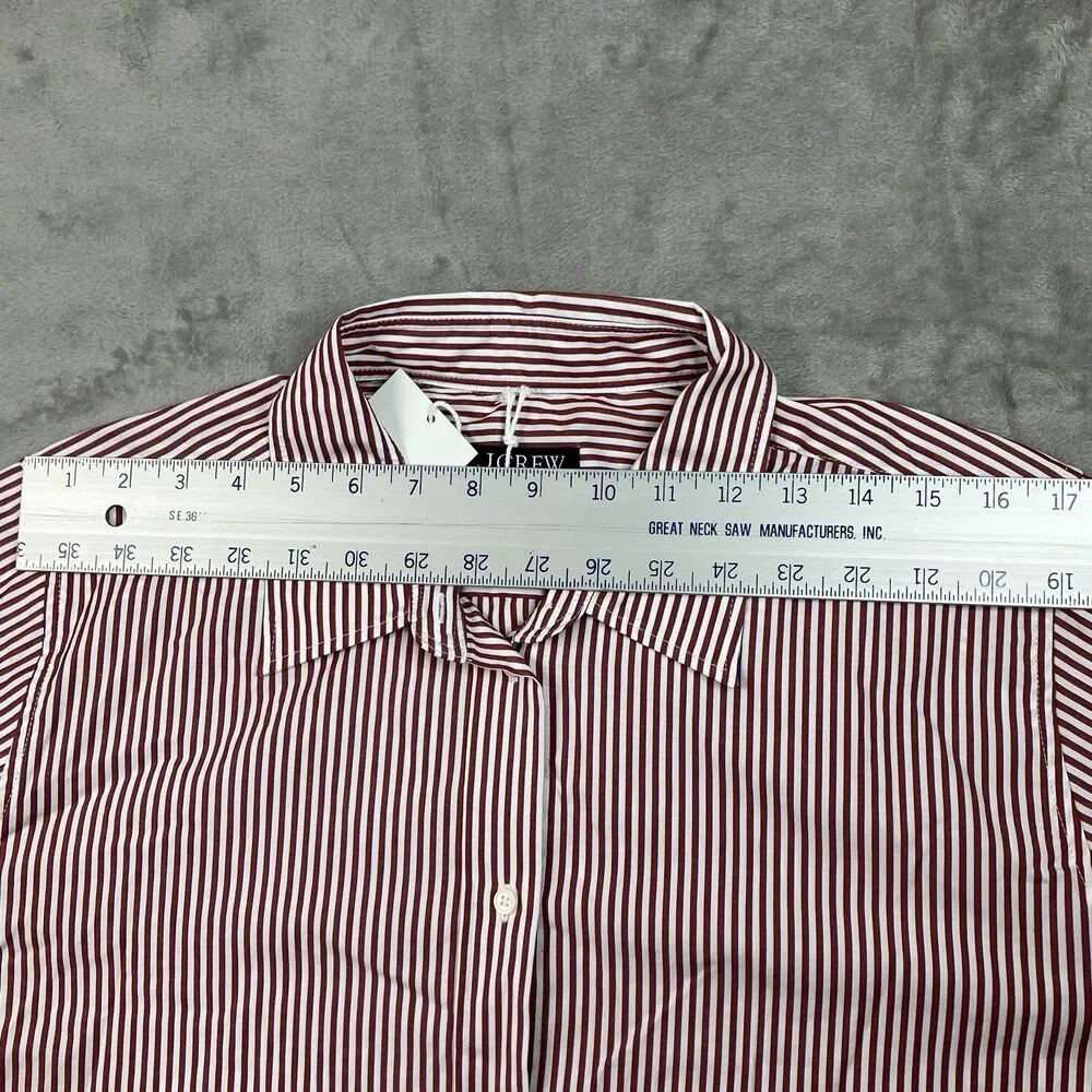 J Crew Jules Poplin Button Up Shirt Womens 18 Burgundy Striped CN851‎